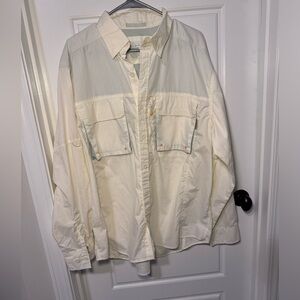 Bill Dance button up, long sleeve fishing shirt off white men's size x-large